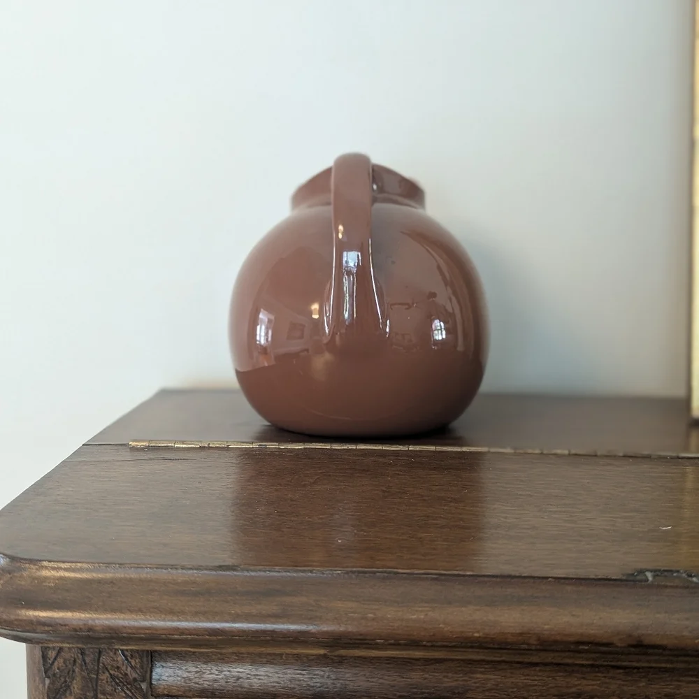 Hall Pottery #633 Tilted Ball Pitcher with Ice Lip - Chocolate Brown